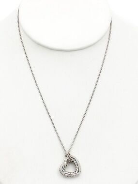 Authentic David Yurman Sterling silver Diamond heart pendant / necklace
